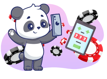 Ein beschwingter Panda genießt den finanziellen Erfolg, umgeben von Feuerwerken und Stapeln von Euro-Münzen, was auf Gewinne in einem Online-Casino hinweist.