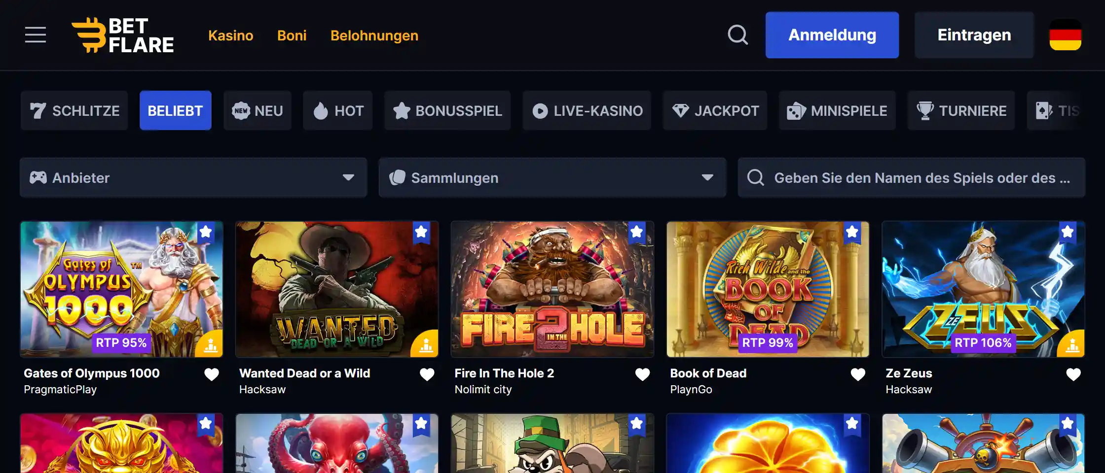 Betflare-Spiele