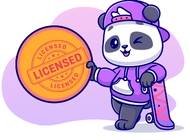 Cartoon-Panda mit Skateboard und