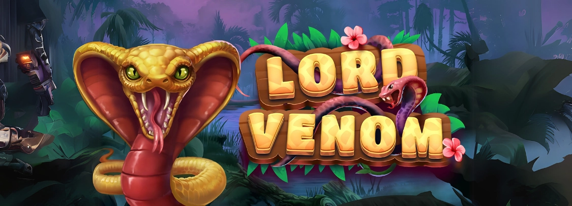 Das Lord Venom-Design umfasst eine gelbe Kobra und pinke Blumen mit einem dschungelhaften Hintergrund.