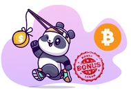 <img src='#' alt='Panda mit Angel, Bitcoin und Bonus-Stempel' />