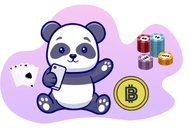 <img src='#' alt='Panda mit Spielkarten, Smartphone und Bitcoin.' />