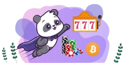 <img src='#' alt='Fliegender Panda mit Spielautomat, Jetons und Bitcoin' />