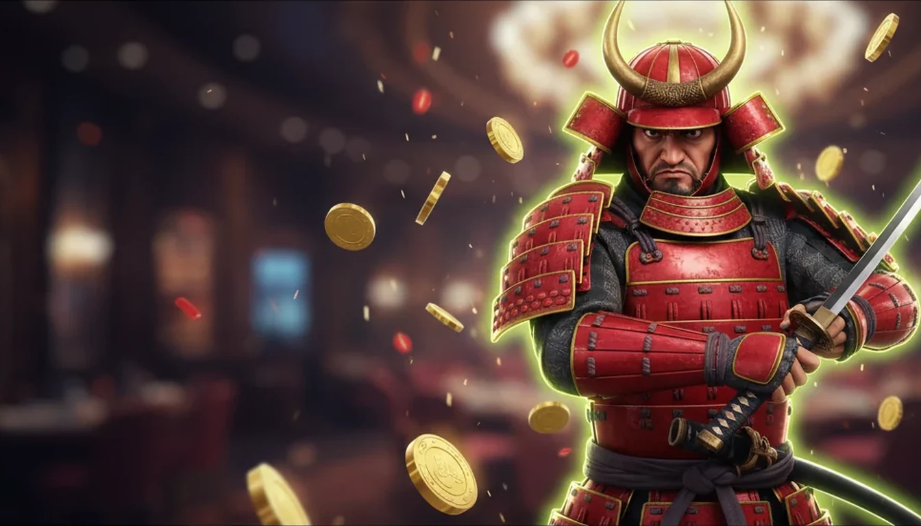 Spin Samurai Casino Welcome Bonus Banner with Samurai