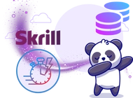 Panda with skrill text and a clock