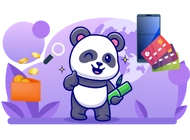 Panda with wallet and credit cards