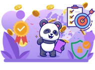 Panda checking a sheet