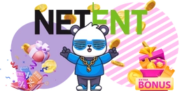 Cool panda with gold coins and a box with "Bonus" and "NETENT" text.