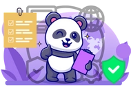 Panda checking information on a sheet
