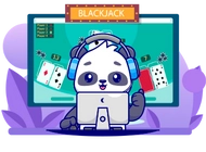 Panda plays blackjack on computer
