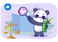 Panda with a bamboo stick