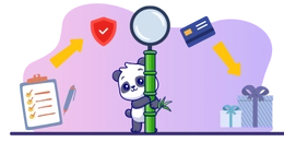 Panda looking behind a bamboo