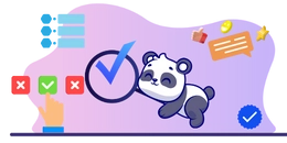 panda lying on a checkmark