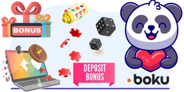 Panda with dices, chips, and a gift box.