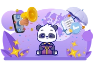 Panda with a gift box