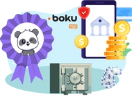 Panda with secured bank box, chips and gold coins.