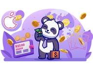 Panda with cash bag and cash