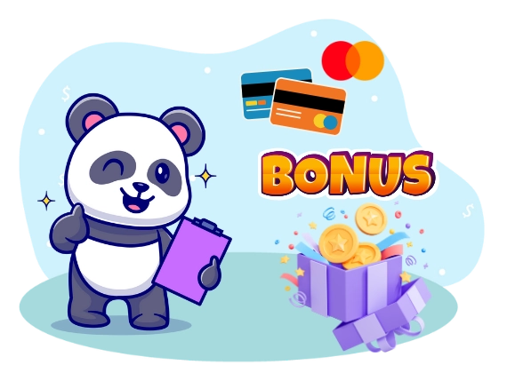 A panda is next to a huge gift box and