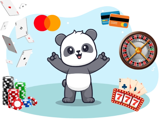 Panda with chips, cards and mastercard logo