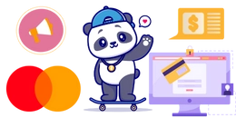 Cool panda skates next to mastercard logo.