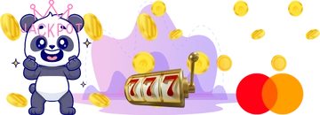 Panda with a slot machine and mastercard logo