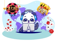 A panda enjoying online casino games.
