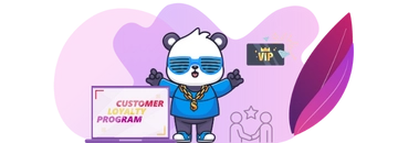 Panda with VIP card and "customer loyalty program" text