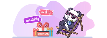A panda is chilling with weekly and monthly texts
