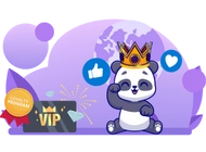Panda with a VIP card and a crown