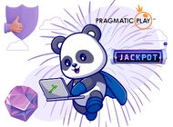 Panda with a cape flies to