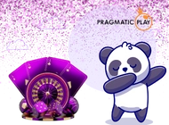 Panda with a huge poker cards and pragmatic play logo