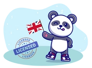 Panda with a UK flag and