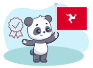 Panda with a Isle of Man flag and