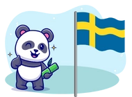 Panda with a Swedish flag and