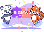 A panda and a red panda celebrating together, with the word