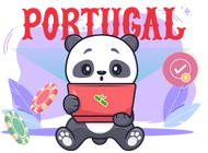 A cute panda holding a laptop with a checkmark and a bamboo symbol. There are poker chips in the background, and the word