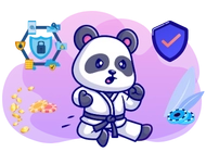 Panda mascot fighting for online security and privacy