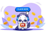 Cute cartoon panda wearing headphones with a