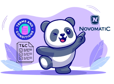 Happy panda cartoon character understanding the importance of terms and conditions, with a checklist and a