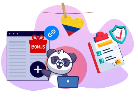 A cute panda wearing glasses, holding a laptop and pointing at a