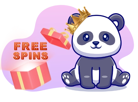 A cute panda wearing a crown, sitting next to a gift box with