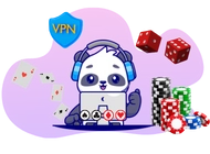 Panda with dices, chips and