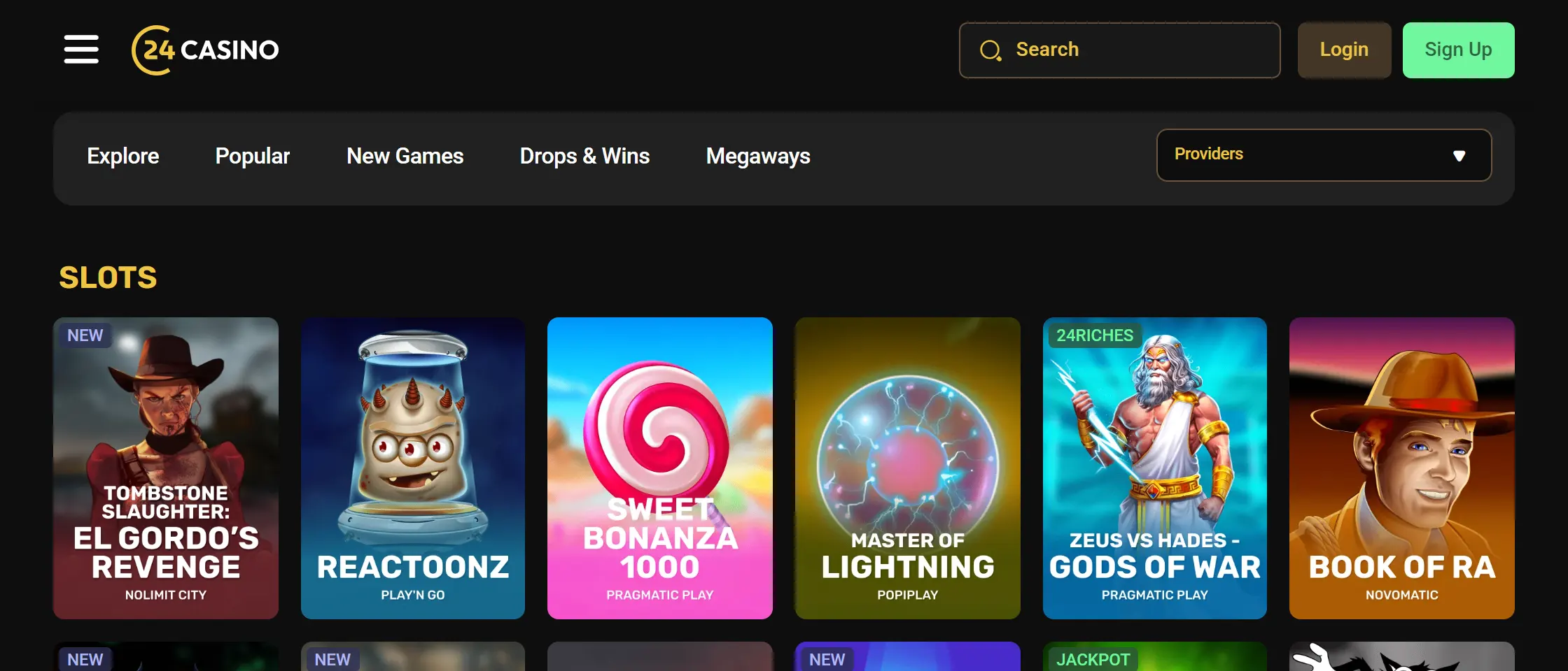 24Casino UI and UX