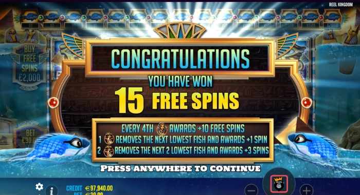A Fish Eye slot game screenshot by Reel Kingdom shows a