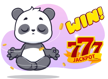 A cartoon panda meditates in a lotus position, levitating slightly above the ground, with a