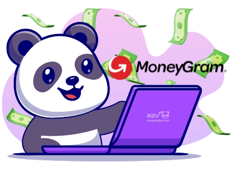 A cartoon image depicts a panda bear using a laptop with the