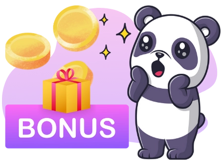A surprised cartoon panda looks at a