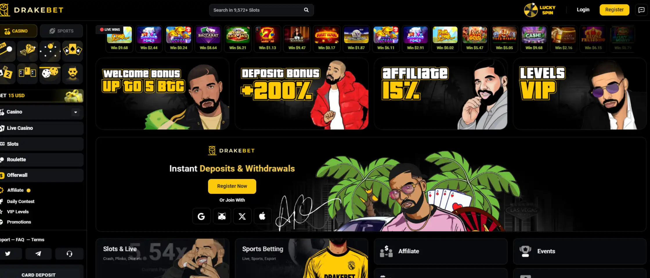 DrakeBet homepage