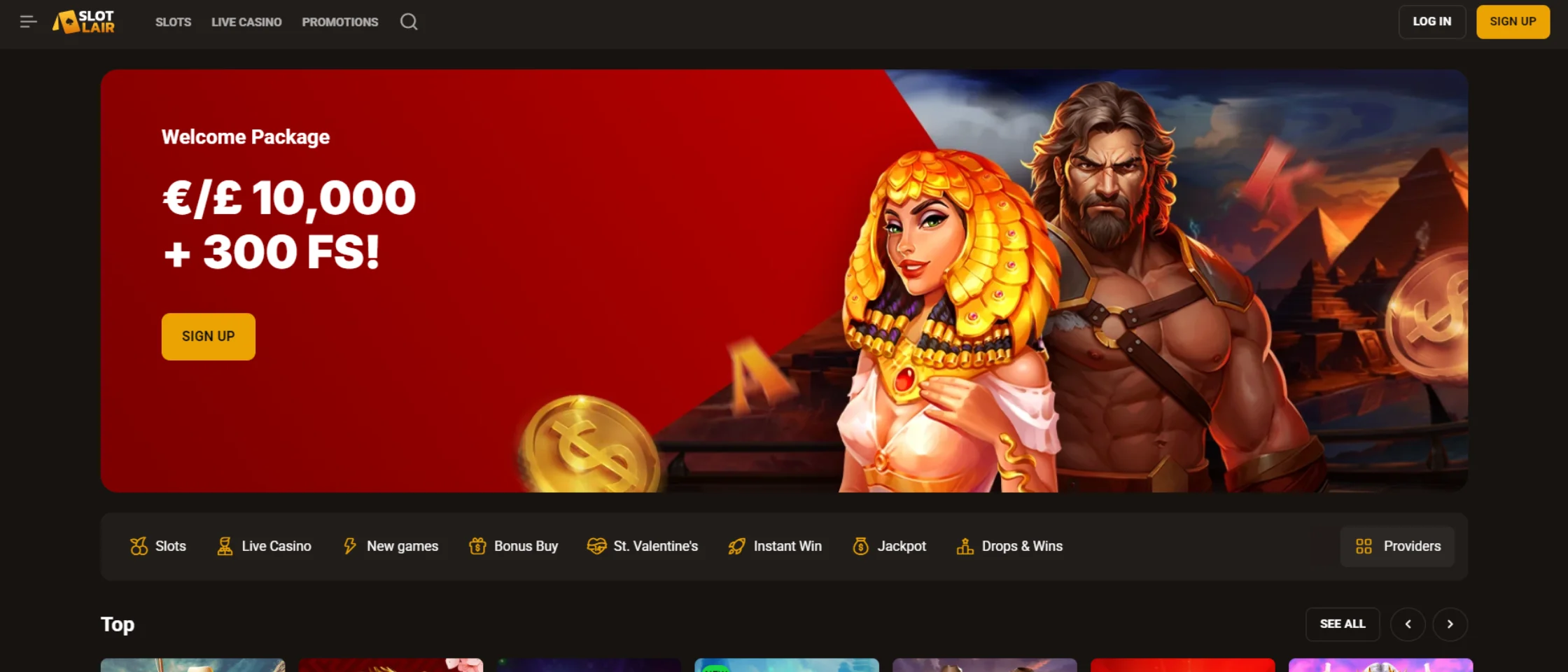 SlotLair homepage