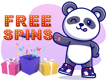 A cartoon panda winks and waves next to the words